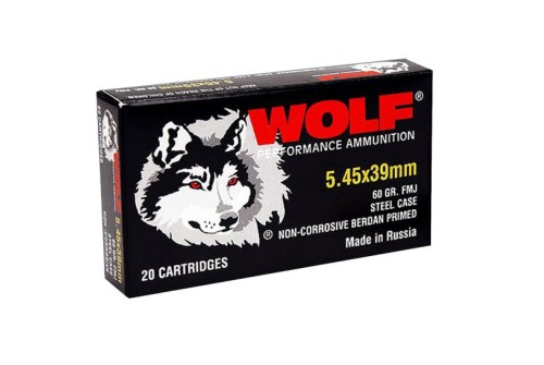 Wolf Performance PolyFormance 60 gr Full Metal Jacket 5.45x39mm Ammo, 750/case - 545BFMJ