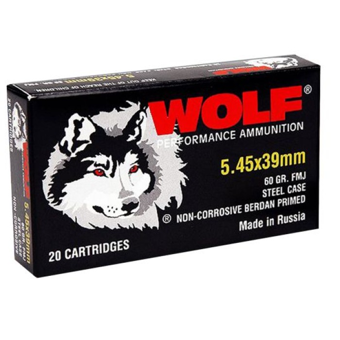 Wolf Performance PolyFormance 60 gr Full Metal Jacket 5.45x39mm Ammo, 750/case - 545BFMJ