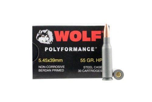 Wolf Performance PolyFormance 55 gr Hollow Point 5.45x39mm Ammo, 750/case - 545BHP