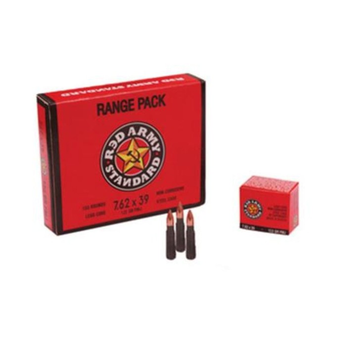 Red Army Standard 7.62X39mm 122 GR FMJ 20 Bx/45Cs - Lacquer Coated Steel Casing