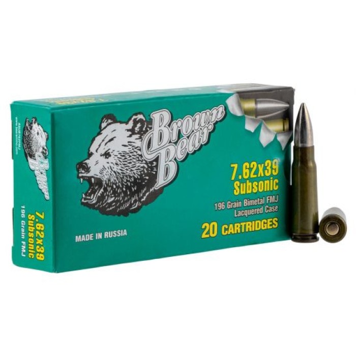 Fime Group Brown Bear 196 gr Full Metal Jacket 7.62x39mm Ammo - ASUB762FMJ