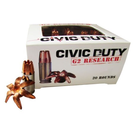 G2 Research Civic Duty 168 gr Copper Expansion Projectile .45 ACP Ammo, 20/box - CIVIC 45 ACP