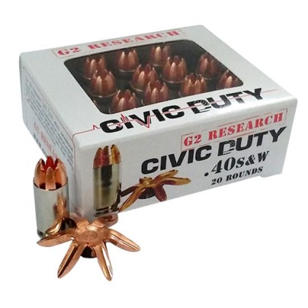 G2 Research Civic Duty 122 gr Copper Expansion Projectile .40 S&W Ammo, 20/box - CIVIC 40 S&W