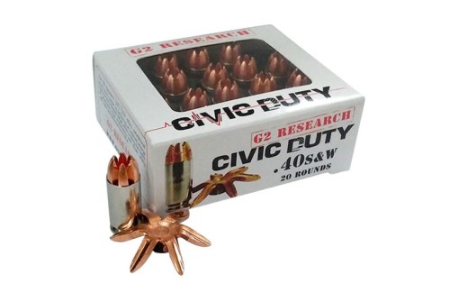 G2 Research Civic Duty 122 gr Copper Expansion Projectile .40 S&W Ammo, 20/box - CIVIC 40 S&W