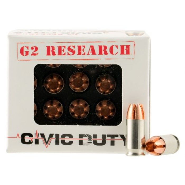 G2 Research Civic Duty 64 gr Copper Expansion Projectile .380 ACP Ammo, 20/box - CIVIC 380
