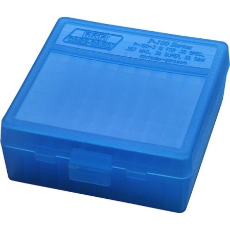 MTM Flip-Top 38 - 357 100 Round Clear Blue Ammo Box (P-100-3-24)