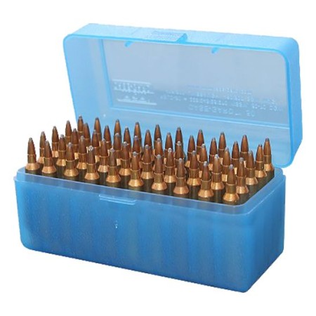 MTM 50 Round Clear Blue Large Caliber Rifle Ammo Box (RLLD-50-24)