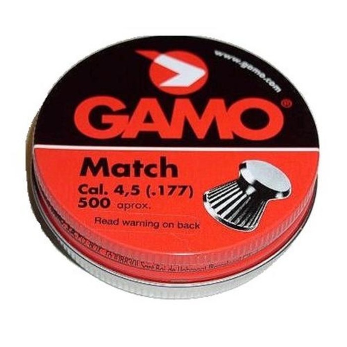 GAMO Match .177 Caliber Flat Nose 7.6 Grain 500 pcs Airgun Pellets (632003454)