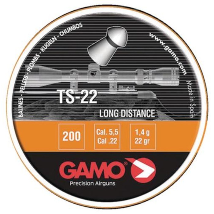 Gamo TS-22, .22 Caliber Pellet, Flat Nose, 200 Per Pack 632176854