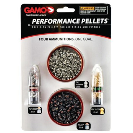 Gamo Combo Pack, Precision Pellets, .22 Pellets, (Rocket, PBA Platinum, PBA Armor, PBA Raptor), Blister Card, 225/Pack 63209285554