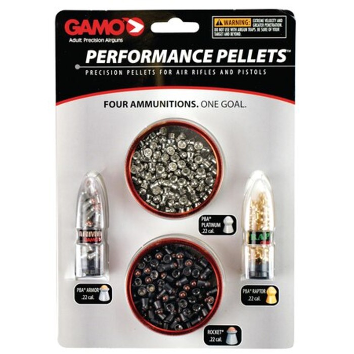 Gamo Combo Pack, Precision Pellets, .22 Pellets, (Rocket, PBA Platinum, PBA Armor, PBA Raptor), Blister Card, 225/Pack 63209285554