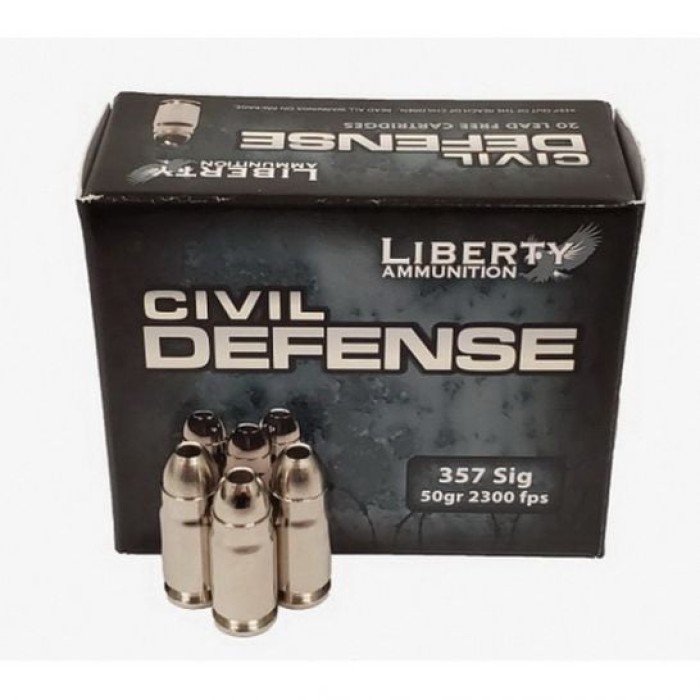 Liberty Ammunition Civil Defense, Liberty La-cd-357sig-053  357sig  50gr 20/box