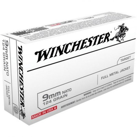 Winchester Ammunition 124 gr FMJ 9mm Ammo, 150 Rounds/box - USA9NATO