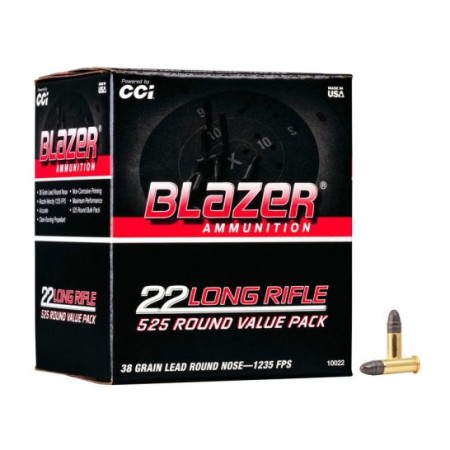 CCI Ammunition Blazer Rimfire .22 Long Rifle 38 Grain Lead Round Nose Rimfire Ammo, 525 Rounds, 10022