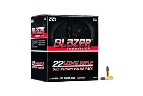 CCI Ammunition Blazer Rimfire .22 Long Rifle 38 Grain Lead Round Nose Rimfire Ammo, 525 Rounds, 10022