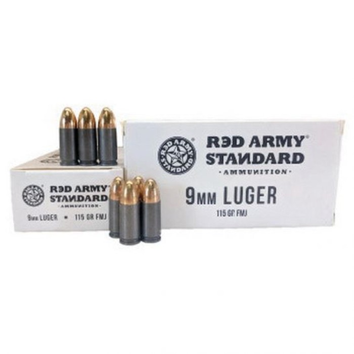 Century Arms Red Army Standard 115 gr FMJ 9mm Leaded Ammo, 50/box - AM3091