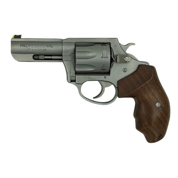 Charter Arms Professional IV 3" 7rd 32 H&R Mag Revolver, Stainless Steel w/ Wood Grip - 73230