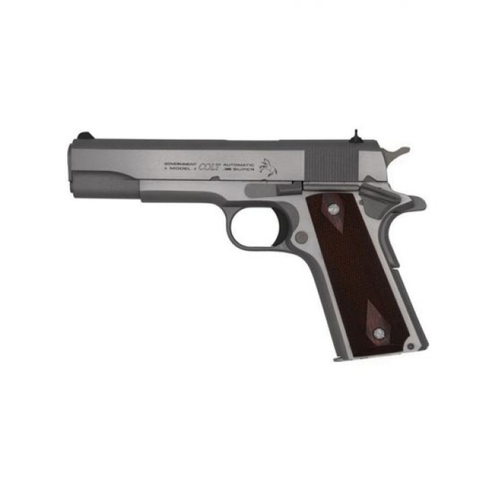 Colt Mfg O1911CSS38 1911 Government 38 Super Caliber with 5" National Match Barrel, 9+1 Capacity, Overall Stainless Steel