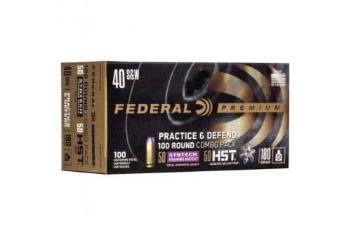 Federal Practice & Defend 180 gr HSTJHP/TSJ .40 S&W Ammo, 100/pack - P40HST1TM100