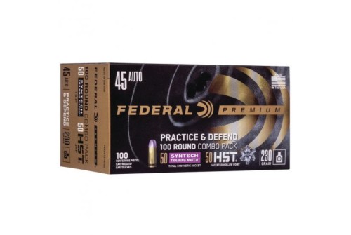 Federal Practice & Defend 230 gr HSTJHP/TSJ .45 Auto Ammo, 100/pack - P45HST2TM100