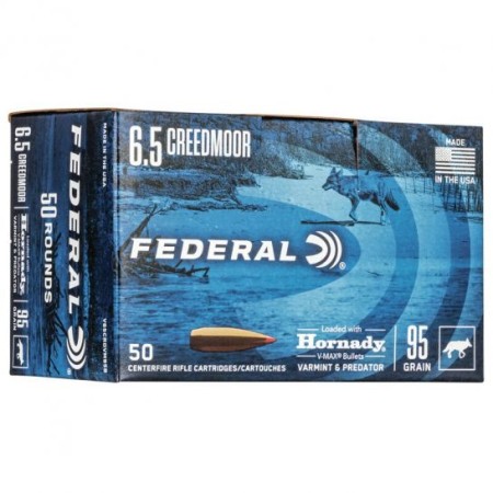 Federal Varmint & Predator 95 gr Hornady V-Max 6.5 Crd Ammo, 50/pack - V65CRDVM95B
