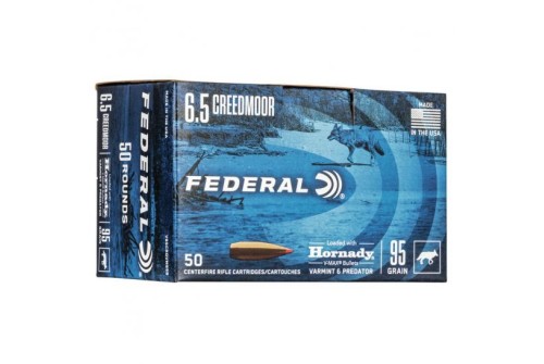 Federal Varmint & Predator 95 gr Hornady V-Max 6.5 Crd Ammo, 50/pack - V65CRDVM95B