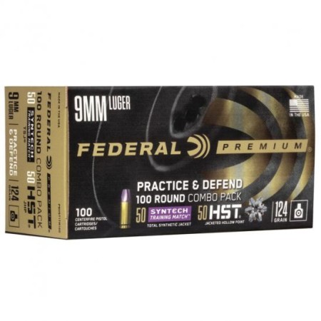 Federal Practice & Defend 9mm 124 Grain 100-Rounds JHP/TSJ