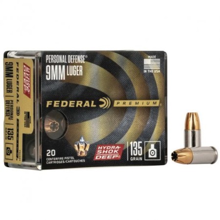 Federal Hydra-Shok Deep 135 gr HSDHP 9mm Ammo, 20/pack - P9HSD1