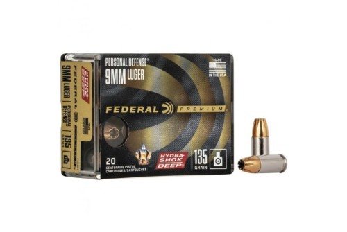 Federal Hydra-Shok Deep 135 gr HSDHP 9mm Ammo, 20/pack - P9HSD1