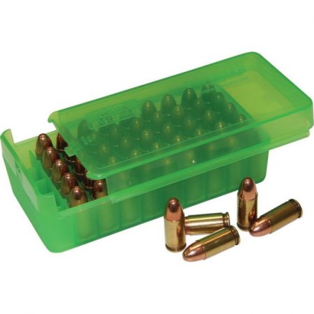 MTM Side Slide 45 ACP 50 Round Clear Green Pistol Ammo Box (P50SS-45-16)