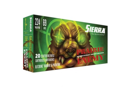 Sierra Prairie Enemy .224 Valkyrie 69 grain Sierra BlitzKing Nickel Plated Brass Cased Centerfire Rifle Ammo, 20 Rounds, A7171--12