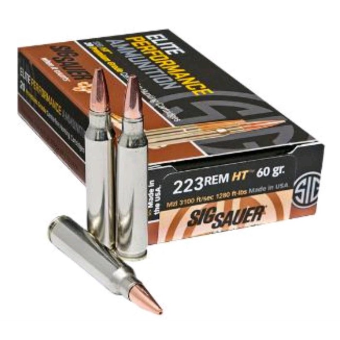 Sig Sauer Elite Hunting 223 Remington 60gr JHP Rifle Ammo - 20 Rounds