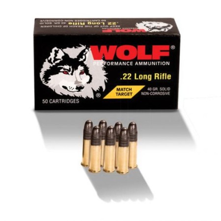 Wolf Ammo Match Target Rimfire Ammo .22 LR 40 gr RN 50/box, 22MTB