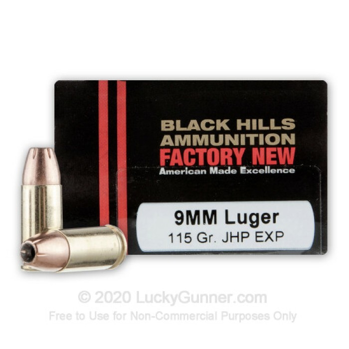 9mm - 115 Grain EXP JHP- Black Hills - 20 Rounds