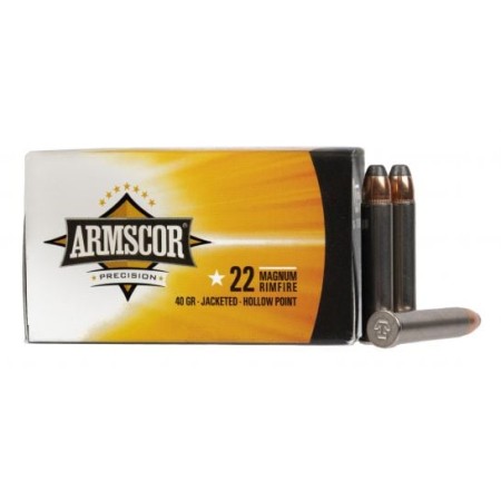 Armscor 50157 Rimfire 22 Mag 40 gr Jacketed Hollow Point (JHP) nickel Case 50 Bx