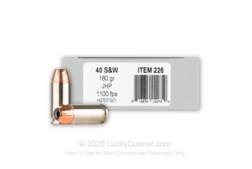 40 S&W - 180 Grain JHP - Underwood - 20 Rounds