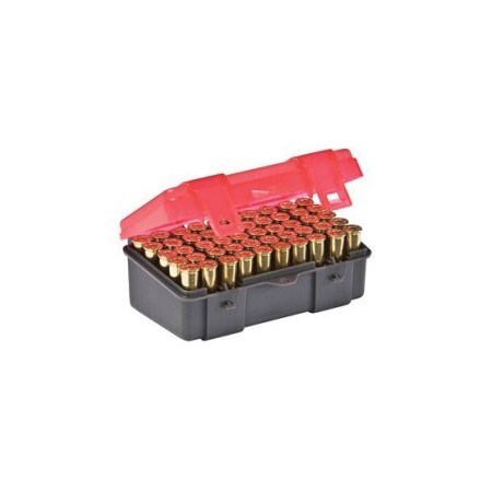 Plano Ammunition Box, Holds 50 Rounds of .357/.38 Sp/.38 Handgun Rounds, Charcoal/Rose 122550