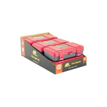 Plano Ammunition Box, Holds 50 Rounds of .45ACP/.40 S&W/10mm Handgun Rounds, Charcoal/Rose 122750