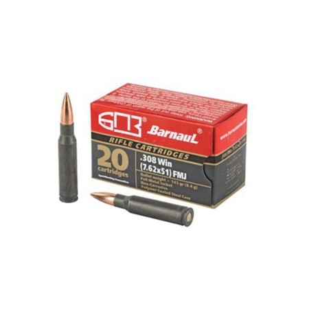 Barnaul Rifle Cartridges Steel .308 Win 145-Grain 20-Rounds FMJ