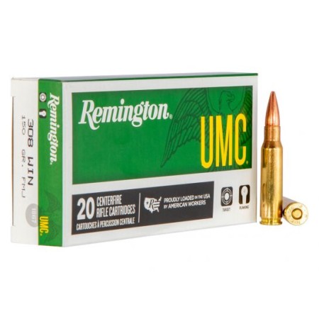 Remington UMC Rifle .308 Winchester 150 Grain Full Metal Jacket Centerfire Rifle Ammo, 20 Rounds, 23715