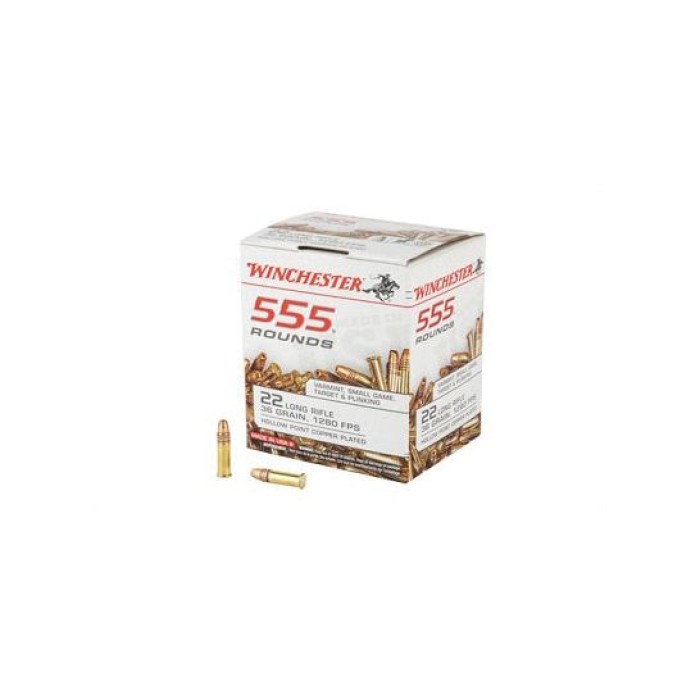 Winchester 22LR Ammo 36 Grain Hollow Point 555 Round Brick - 22LR555HP