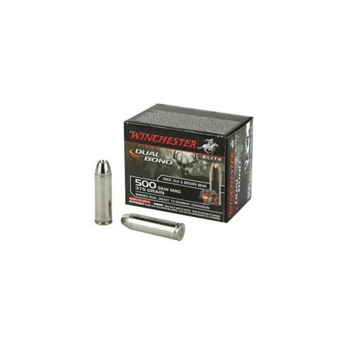 Winchester Dual Bond Supreme Elite 500 S&W Ammo 375 Grain 20 rds/box - S500SWDB