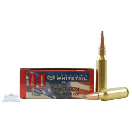 Hornady American Whitetail 7mm-08 Remington 139 grain InterLock SP Brass Cased Centerfire Rifle Ammo, 20 Rounds, 8057