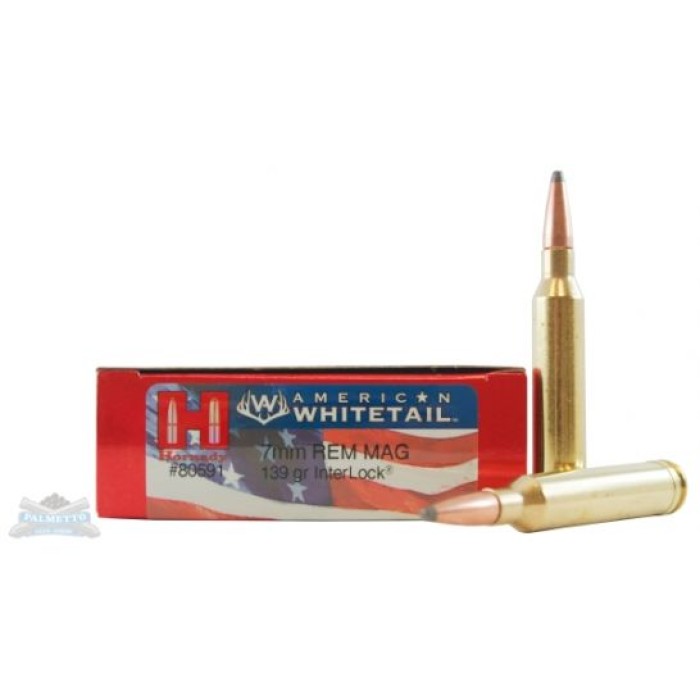 Hornady 7mm Rem Magnum 139gr Interlock American Whitetail Ammunition 20rds - 80591