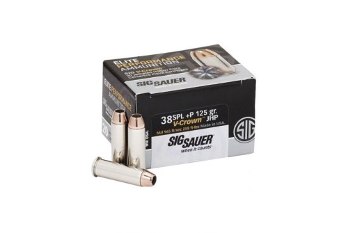 Sig Sauer 38 Special 125gr JHP V-Crown Elite Performance Ammunition 20rds - E38SP1-20