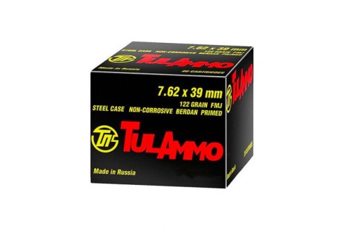 Tula 7.62x39mm 122gr FMJ Steel Case Ammunition 100rds - UL076210