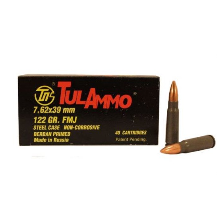 Tula 7.62x39MM FMJ Steel Cased Ammunition 122GR (40RDS) - UL076240