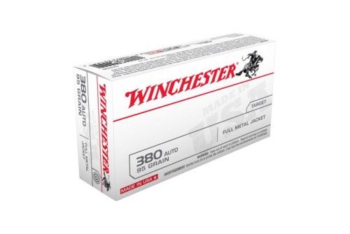 Winchester 380 Auto 95gr JHP Ammunition, 50 Round Box - USA380JHP