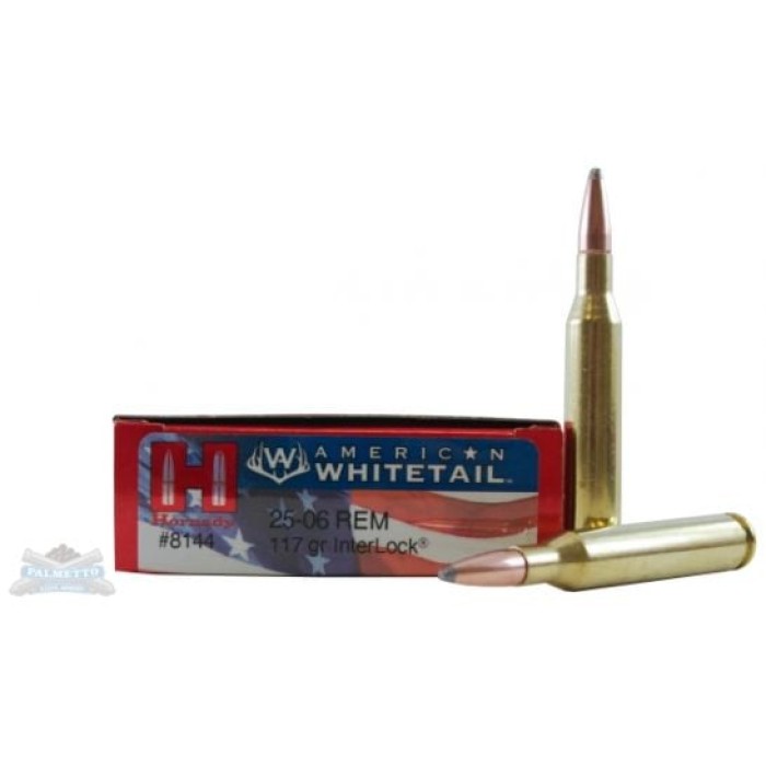 Hornady 8144 American Whitetail 25-06 Rem 117 gr InterLock Boat Tail Soft Point 20 Bx/ 10 Cs