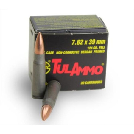 Tulammo TULAMMO 7.62mmX39mm Full Metal Jacket 124 GR 20 Roun - Polymer Coated Steel Casing